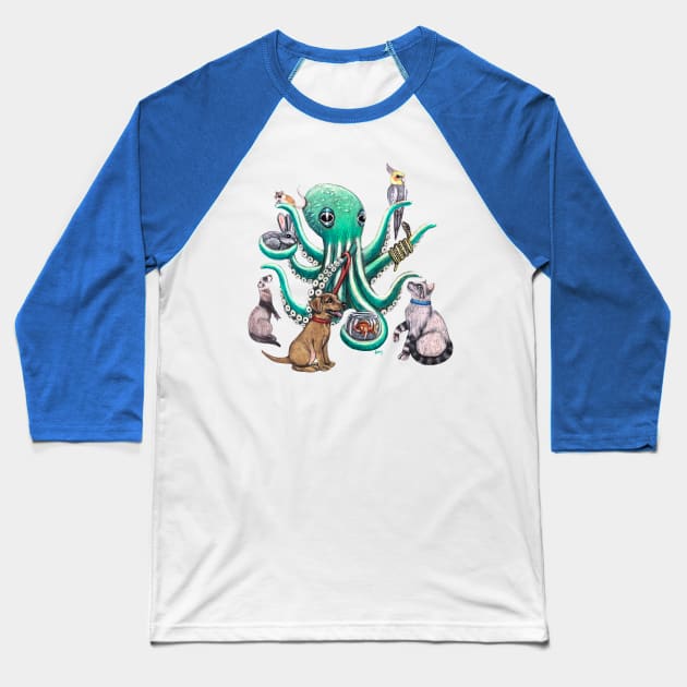 "OctoPets" - OctoKick collection Baseball T-Shirt by GardenPartyArt